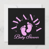 紫色の赤ちゃん女の子かわいい赤ちゃんシャワー 招待状 (裏面)