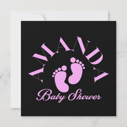 紫色の赤ちゃん女の子かわいい赤ちゃんシャワー 招待状 (裏面)