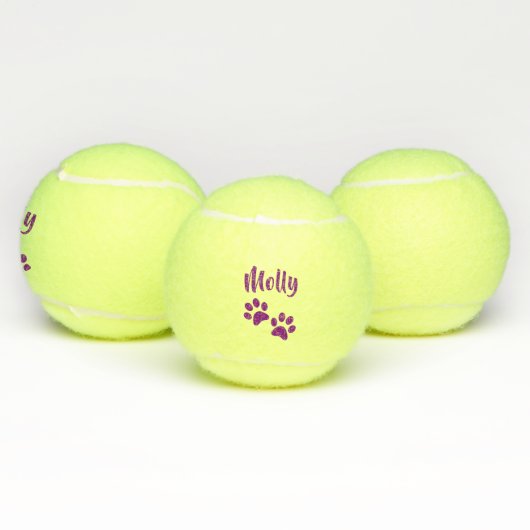 紫色の足のプリントのパーソナライズなペットか犬の一流のおもちゃ テニスボール (マルチ)