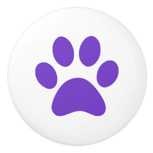 紫色の足のプリントのpawprint セラミックノブ