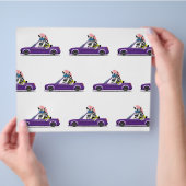 紫色の車に乗ったかわいいゼブラ チラシ (手)