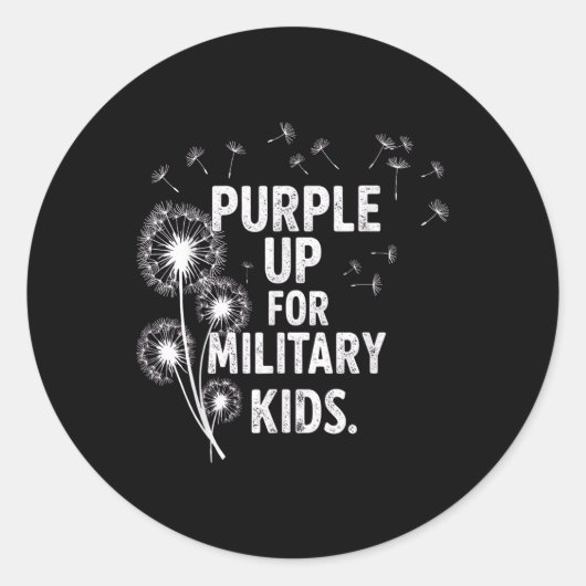 紫色の軍隊の子供のための上 – ミリタールの月 ラウンドシール (正面)