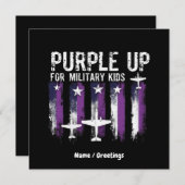 紫色の軍隊キッズフラグあなたのサポートを表示 招待状 (正面/裏面)