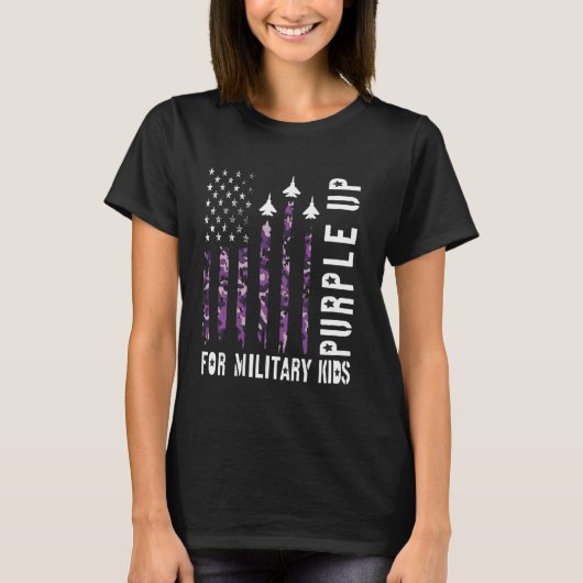 紫色の軍隊キッズ月の軍隊 Tシャツ (正面)