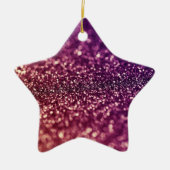 紫色の輝きのグリッターの星のクリスマスのオーナメント セラミックオーナメント (正面)