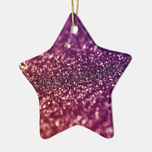 紫色の輝きのグリッターの星のクリスマスのオーナメント セラミックオーナメント (左)
