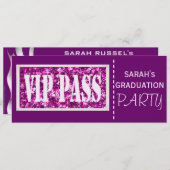 紫色の輝きの卒業パーティー 招待状 (正面/裏面)