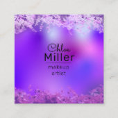 紫色の輝くフォイルモダンメイクアップアーティスト スクエア名刺 (正面)