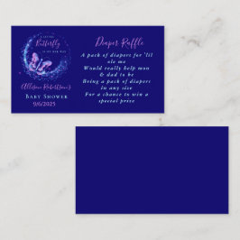 紫色の輝く蝶の赤ちゃんシャワーおむつラッフル エンクロージャーカード