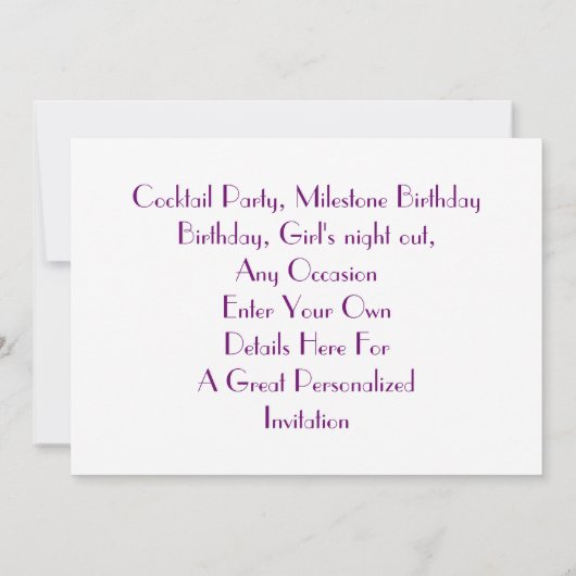 紫色の輝ガーリーかしいパーティーへパーソナライズされた 招待状 (裏面)