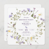 紫色の農村の野花 招待状 (正面/裏面)