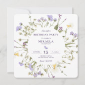 紫色の農村の野花 招待状 (正面)