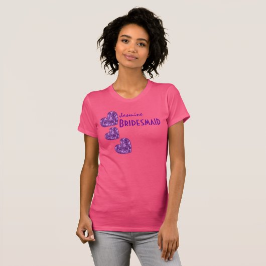 紫色の迷彩柄パターン（の模様が）あるハートV20 Tシャツ (正面フル)