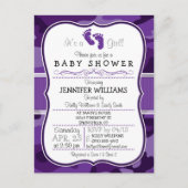 紫色の迷彩柄、迷彩赤ちゃんシャワー インビテーションポストカード (正面)