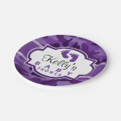 紫色の迷彩柄、迷彩赤ちゃんシャワー ペーパープレート (アングル)