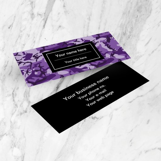 紫色の迷彩模様、軍隊、陸軍 スキニー名刺