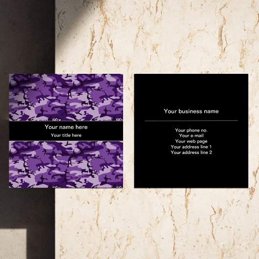 紫色の迷彩模様、軍隊、陸軍 スクエア名刺