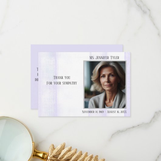 紫色の追悼碑の家族 サンキューカード (正面/裏面インサイチュ)