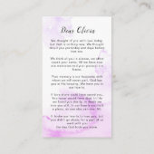 紫色の追悼詩祈りの言葉カード エンクロージャーカード (裏面)