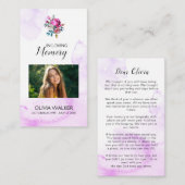 紫色の追悼詩祈りの言葉カード エンクロージャーカード (正面/裏面)