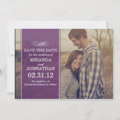 紫色の透明な写真の保存日付の招待 セーブザデート (正面)