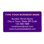 紫色の運送におけるシンプルなテキストのビジネスブランド ラベル (正面)