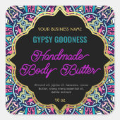 紫色の部族の装飾フレームラベル スクエアシール (正面)