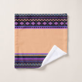 紫色の部族デザインバスタオルセット バスタオルセット (ウォッシュタオル)