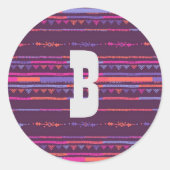 紫色の部族プリントのシールと封筒用シール ラウンドシール (正面)