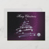 紫色の郵便はがきの抽象的なクリスマスツリー シーズンポストカード (正面/裏面)
