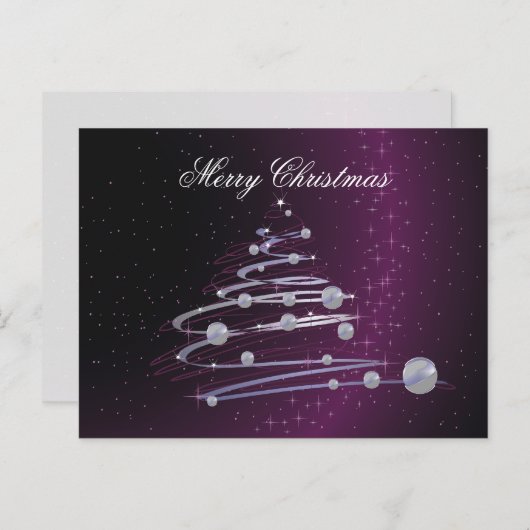 紫色の郵便はがきの抽象的なクリスマスツリー シーズンポストカード (正面/裏面)