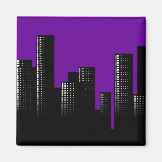 紫色の都市景観 マグネット (正面)