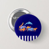 紫色の野ストライプの生縁ど物 缶バッジ (正面&裏面)