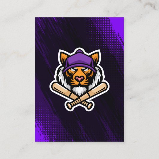 紫色の野球トレーディングカードフォトベースボールロゴ コーリングカード (裏面)