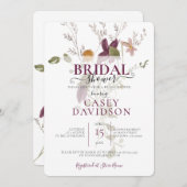 紫色の野生の花のブライダルシャワー招待 招待状 (正面/裏面)