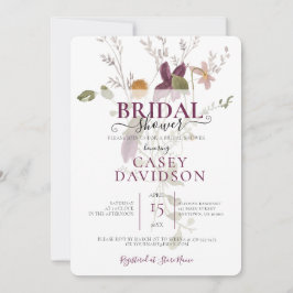 紫色の野生の花のブライダルシャワー招待 招待状