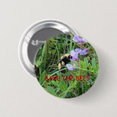 紫色の野生の花のF2蜂 缶バッジ (正面&裏面)