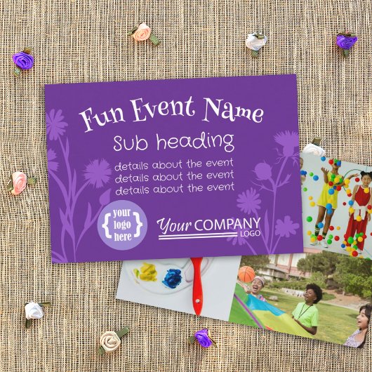 紫色の野生の花イベント発表カード 名刺