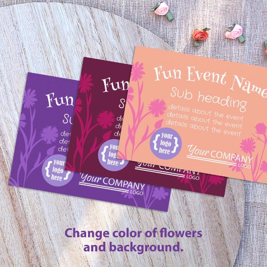 紫色の野生の花イベント発表カード 名刺