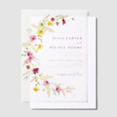 紫色の野生の蘭の花リース結婚の写真 ベラム紙招待状 (オフセット)