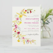 紫色の野生の蘭の花リース結婚の写真 招待状 (スタンド正面)