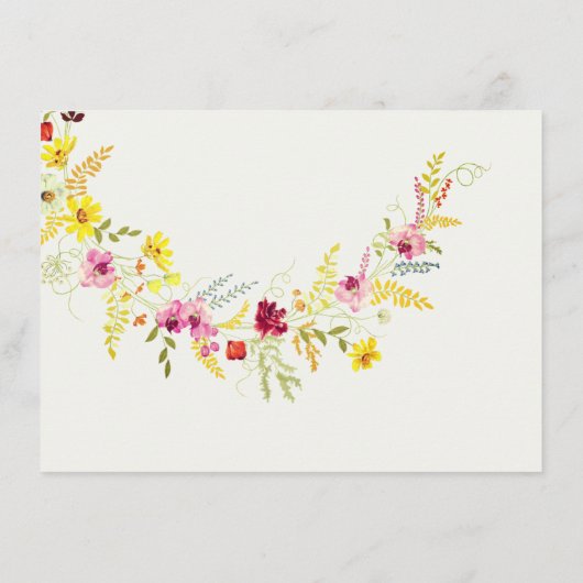 紫色の野生の蘭の花リース花嫁カード メニュー (裏面)