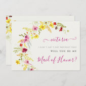 紫色の野生の蘭の花リース花嫁カード メニュー (正面/裏面)