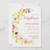 紫色の野生の蘭の花リース赤ちゃんシャワー 招待状 (正面)