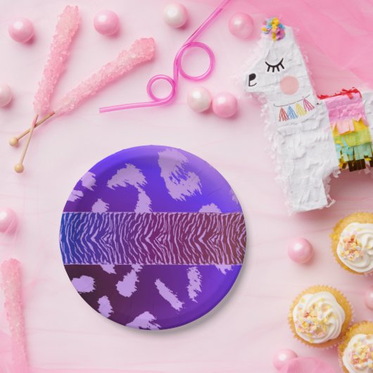 紫色の野生動物の毛皮のパターン ペーパープレート (パーティー)