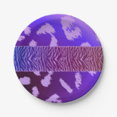 紫色の野生動物の毛皮のパターン ペーパープレート (正面)