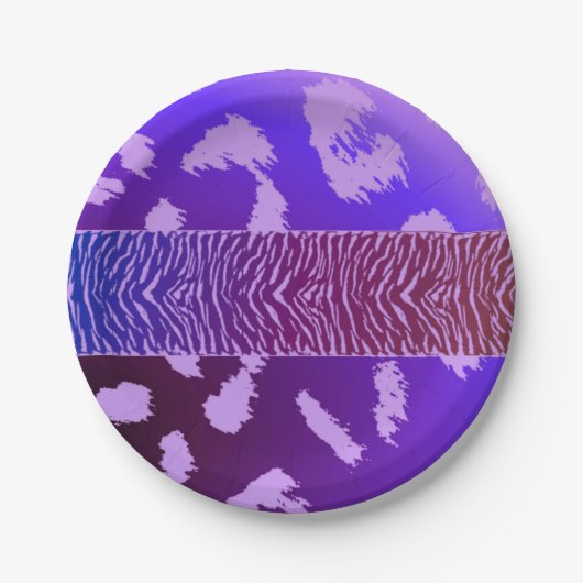 紫色の野生動物の毛皮のパターン ペーパープレート (正面)