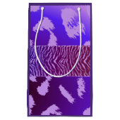 紫色の野生動物模様 スモールペーパーバッグ (正面)