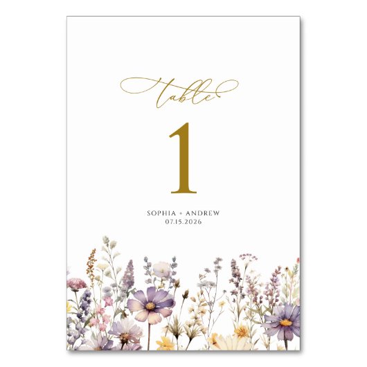 紫色の野結婚花のテーブル番号 テーブルナンバー (正面)