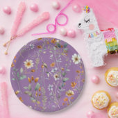 紫色の野草のモダン紙プレート ペーパープレート (パーティー)